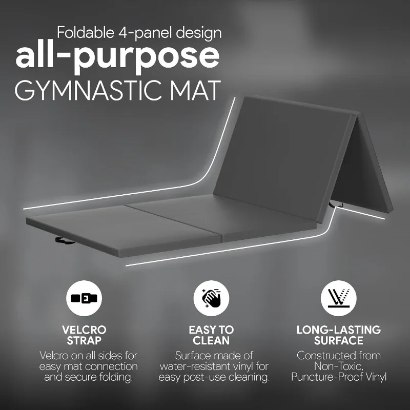 

BalanceFrom All Purpose 4'x10'x2" Extra Thick High Density Anti Tear Gymnastics Gym Folding Exercise Aerobics Mats