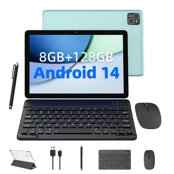 Tablet Android 14 con tastiera, mouse, custodia protettiva, stilo, processore octa-core, 8(4+4) GB+128 GB, certificato GMS, Wi-Fi 1
