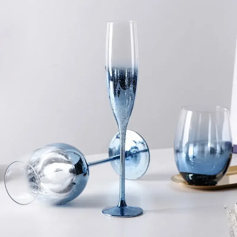 Hot Selling Star Sky Crystal Glass Goblet Blue Red Wine Cup Household High Beauty Light Luxury Water Cup Party Champagne Glass