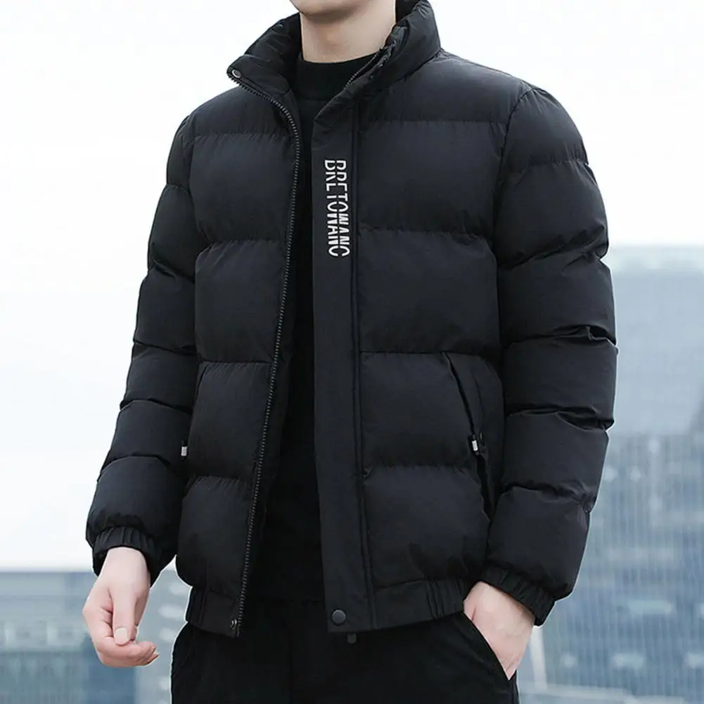 

Cotton Coat for Men Stylish Cotton Coat Stylish Winter Men's Cotton Jacket Windproof Design Pocketed Lapel Collar Short Casual
