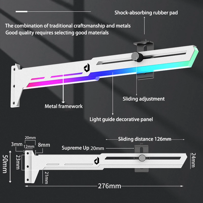 Suporte a Placa Gráfica Vga Gpu Bracket Frame Rgb Luminous Poluição Lâmpada Decoração Computador 5v Argb Aura Sync - Imagem 3