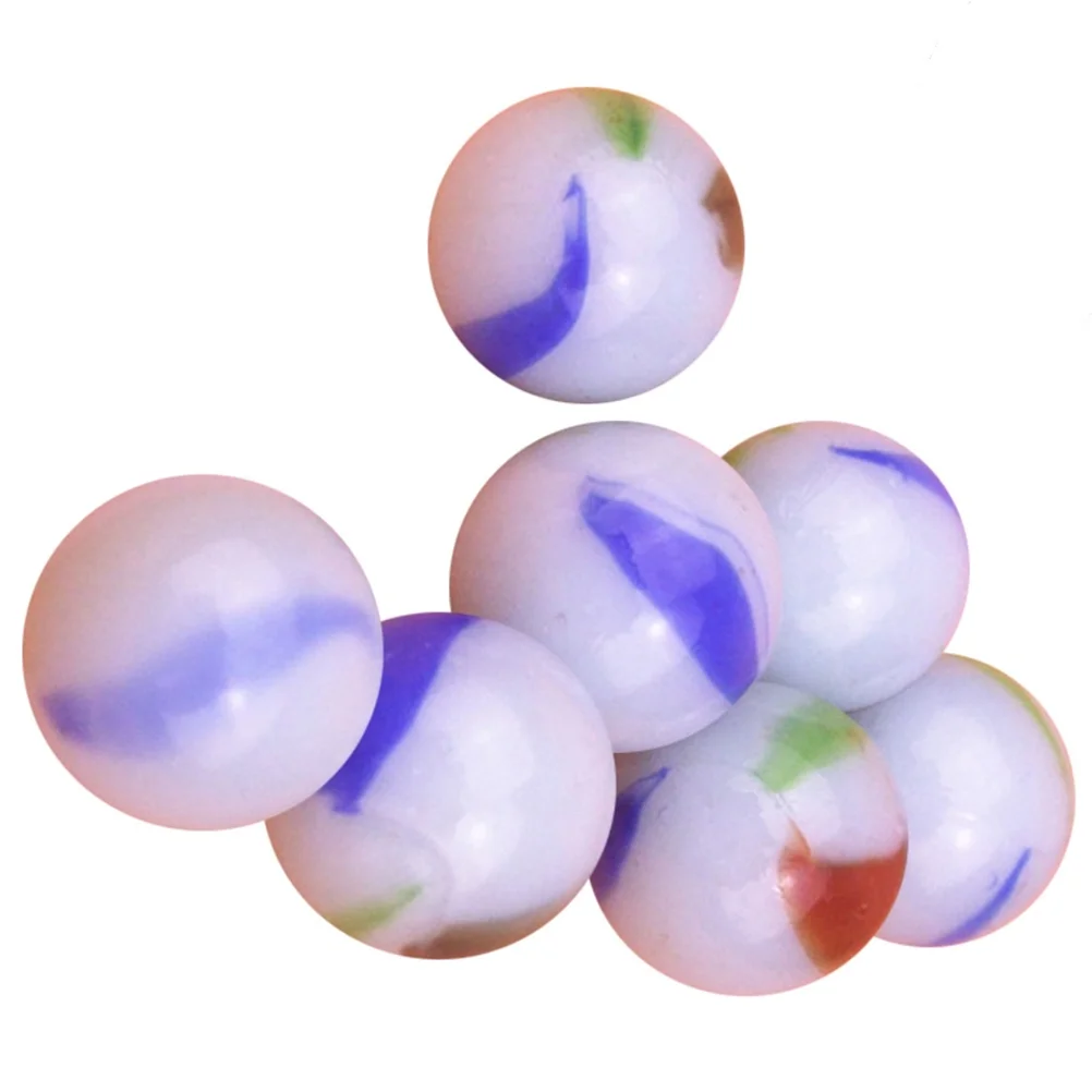 50pcs 16MM Glass Marbles Milk White Patterned Glass Beads Balls for Kids DIY Craft