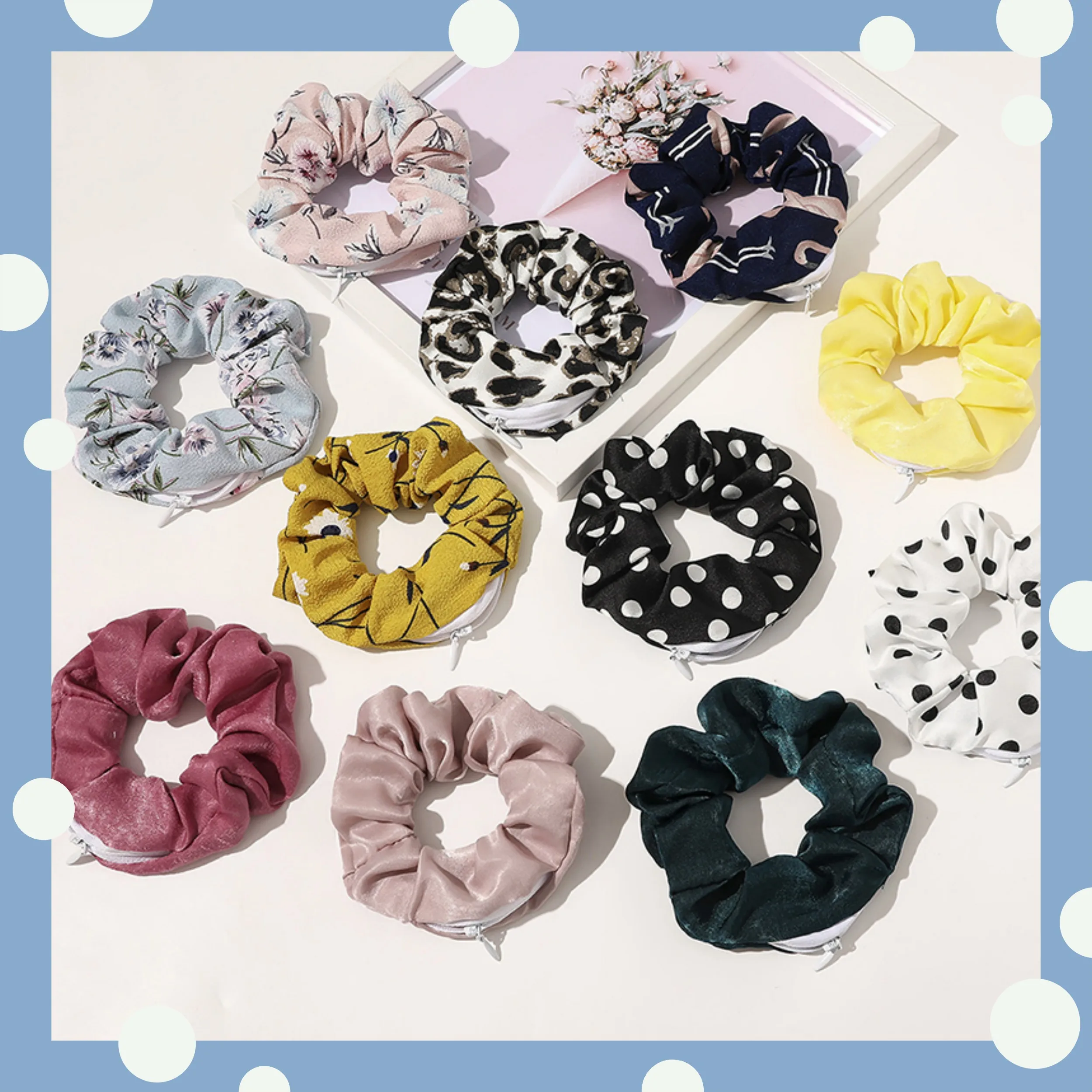 2022 Creative Zipper Scrunchie Women Elastic Hair Bands Hair Ties Pontail Holder Hair Rope Cute Hair Scrunchies Hair Accessories multifunctional zippers 30cm metal zipper heavy duty pu leather zipper hardware accessories for diy bags sewing crafts