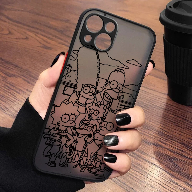 thumbnail image 1 of Funda de teléfono con dibujos animados de Los Simpsons para Apple, carcasa translúcida mate para iPhone 14, 13, 12, 11, XS, Mini Pro Max, 8, 7, XR, X, 1 of 5