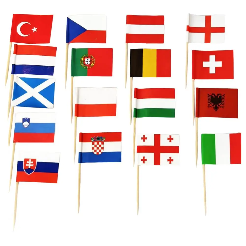 Description Picture 2 of itemToothpick Flags Colorful National Flags Of 24 Countries 100pcs Miniature Flags Cocktails & Fruit Sticks Decoration For Family