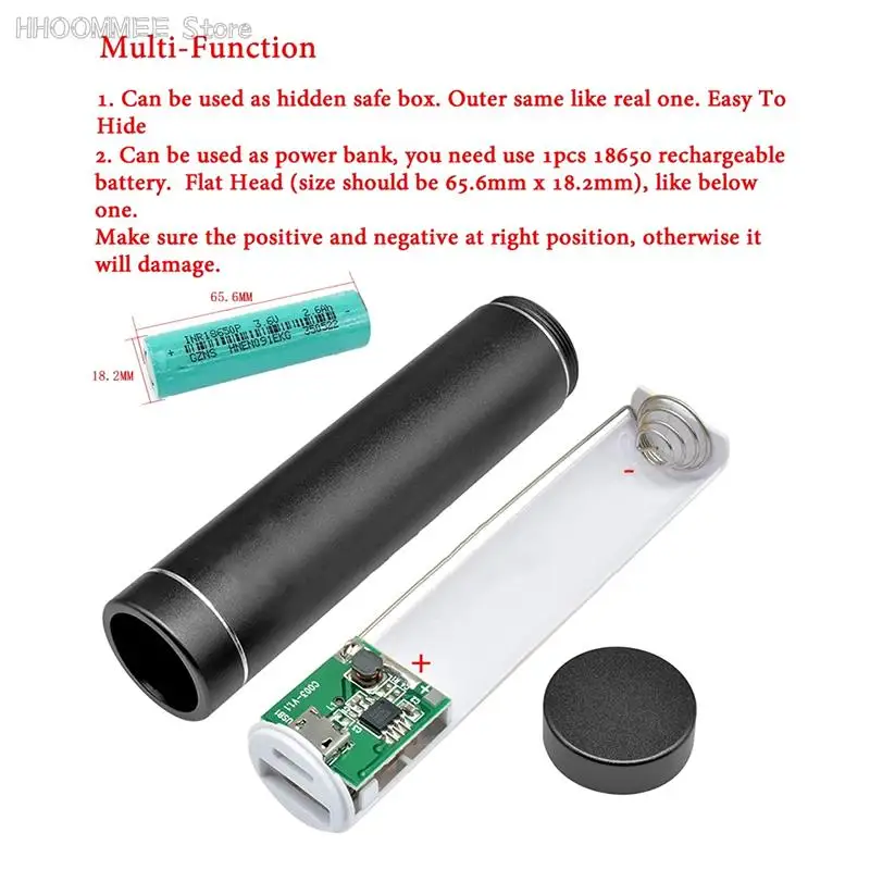Aluminium Cylindrical Solder-free Single 18650 Metal Rechargeable Battery Mini Power Bank Kit Mobile Power Supply Set 1x