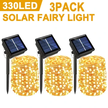 Outdoor LED Solar Fairy String Light Waterproof Garden Decoration Garland 8Modes Copper Wire Light For Street Patio Christmas 1