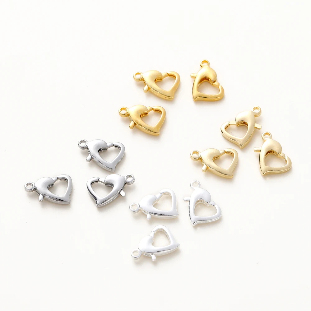 

10pcs/lot 14K 18K Gold Plated Heart Shape Lobster Clasps 10mm/13mm Heart Locks Clasp For Bracelet Necklace Jewelry Making