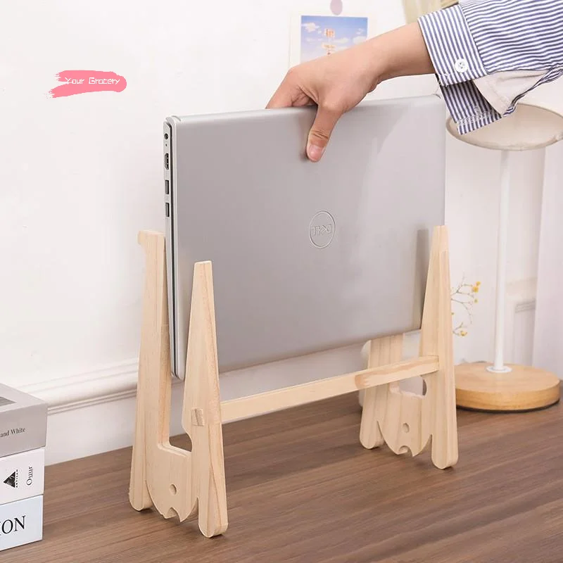 Y-1Pcs 나무 노트북 스탠드 노트북 냉각 브래킷 강화 지지대용 조립식 랩데스크 라이저