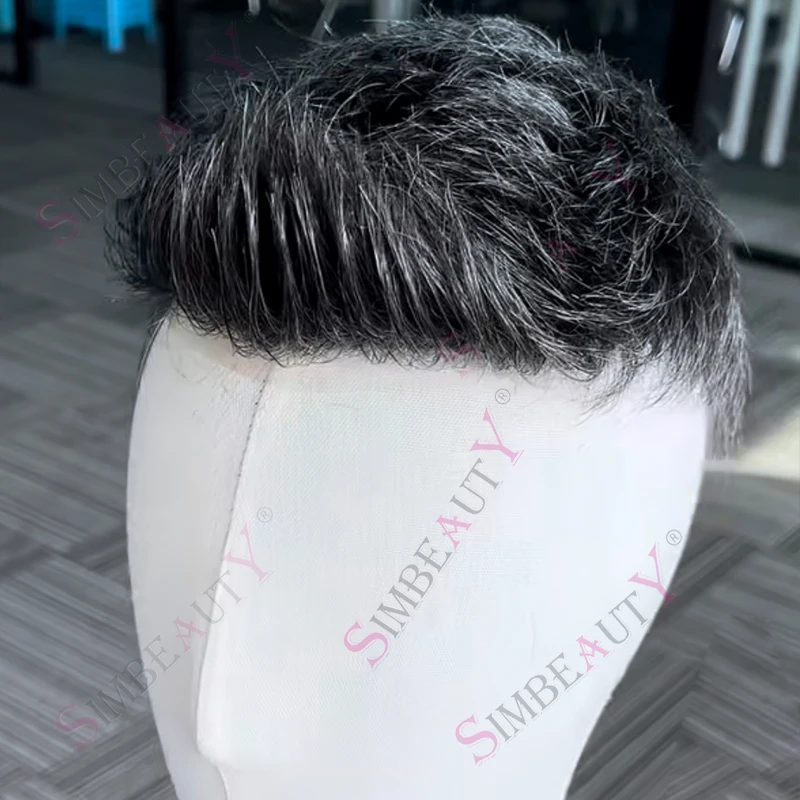 Black Brown 1b40 1b80 Grey Toupee 100% Human Hair for Men 0.1mm Super Full Thin Skin Men's Wig Prosthesi Natural Hairline System