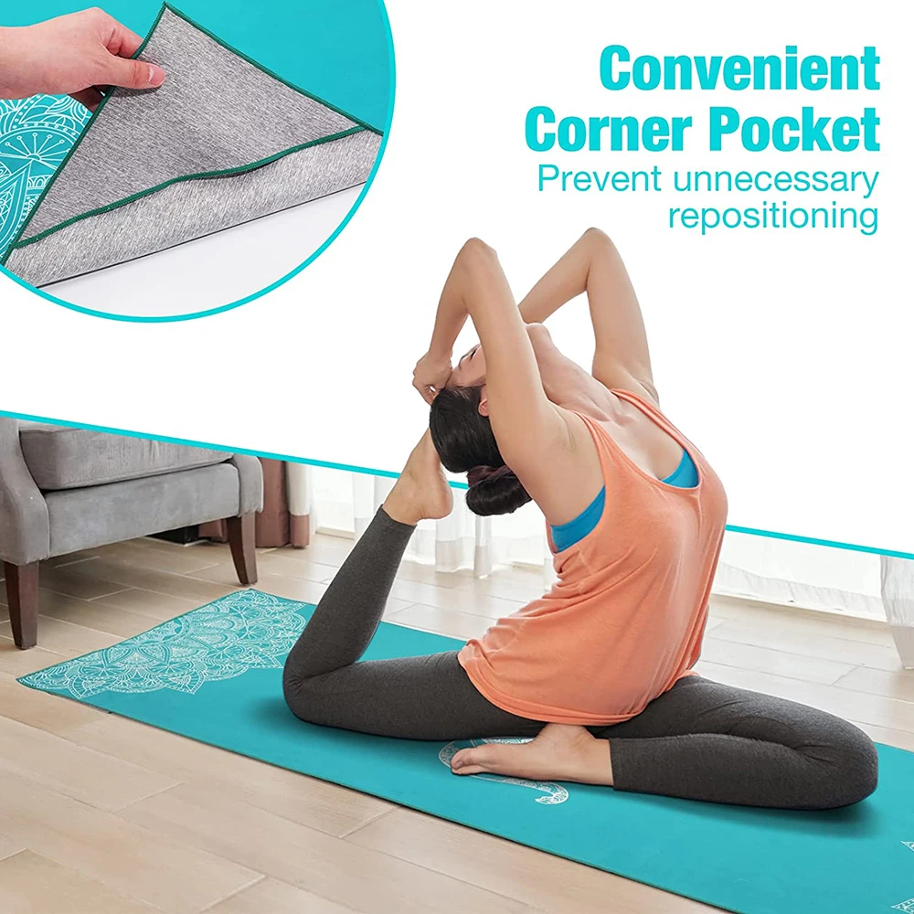 Non Slip Yoga Blankets 185*63cm Yoga Towel with Corner Pocket Hot