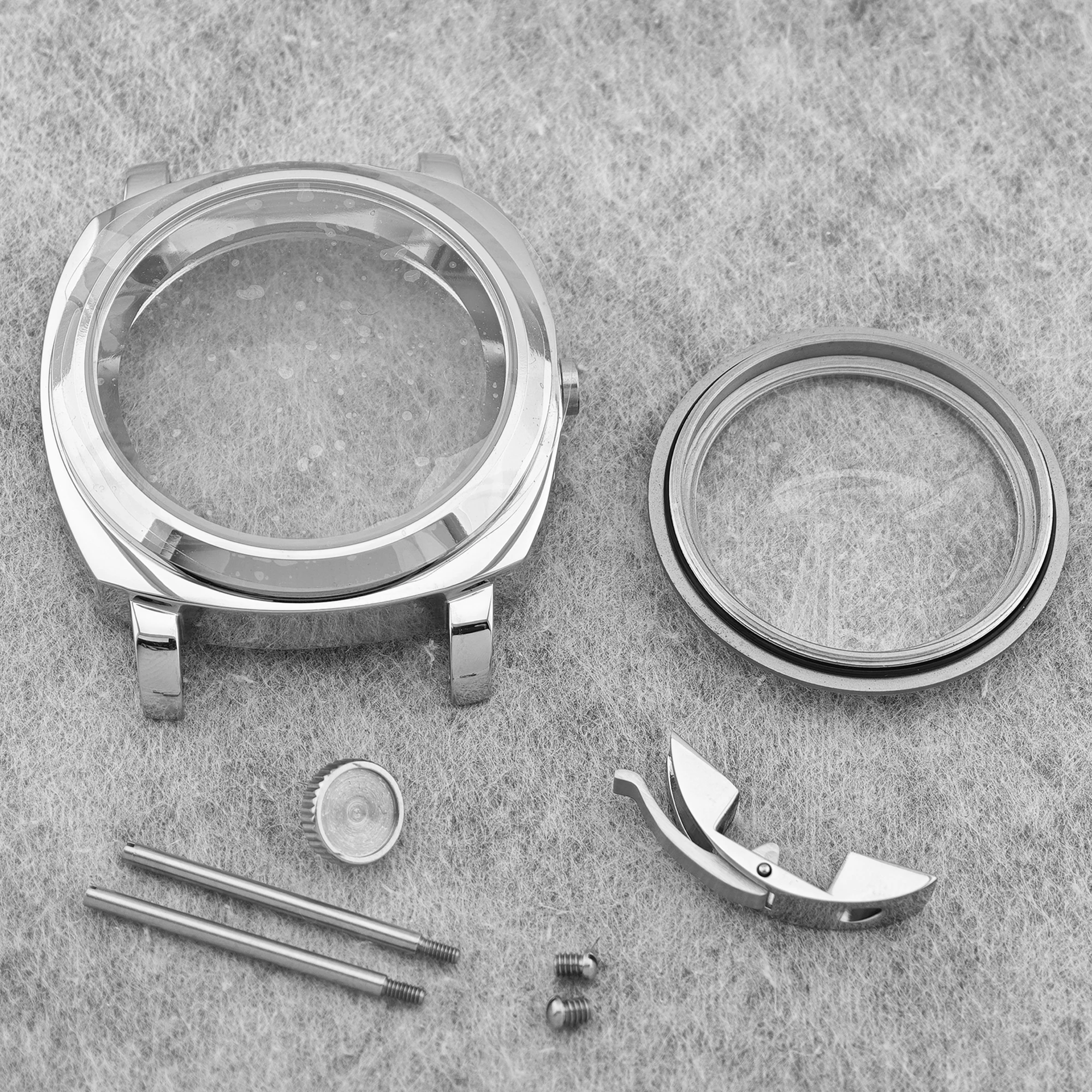 Polished Stainless Steel 40MM Watch Case with Sapphire Crystal