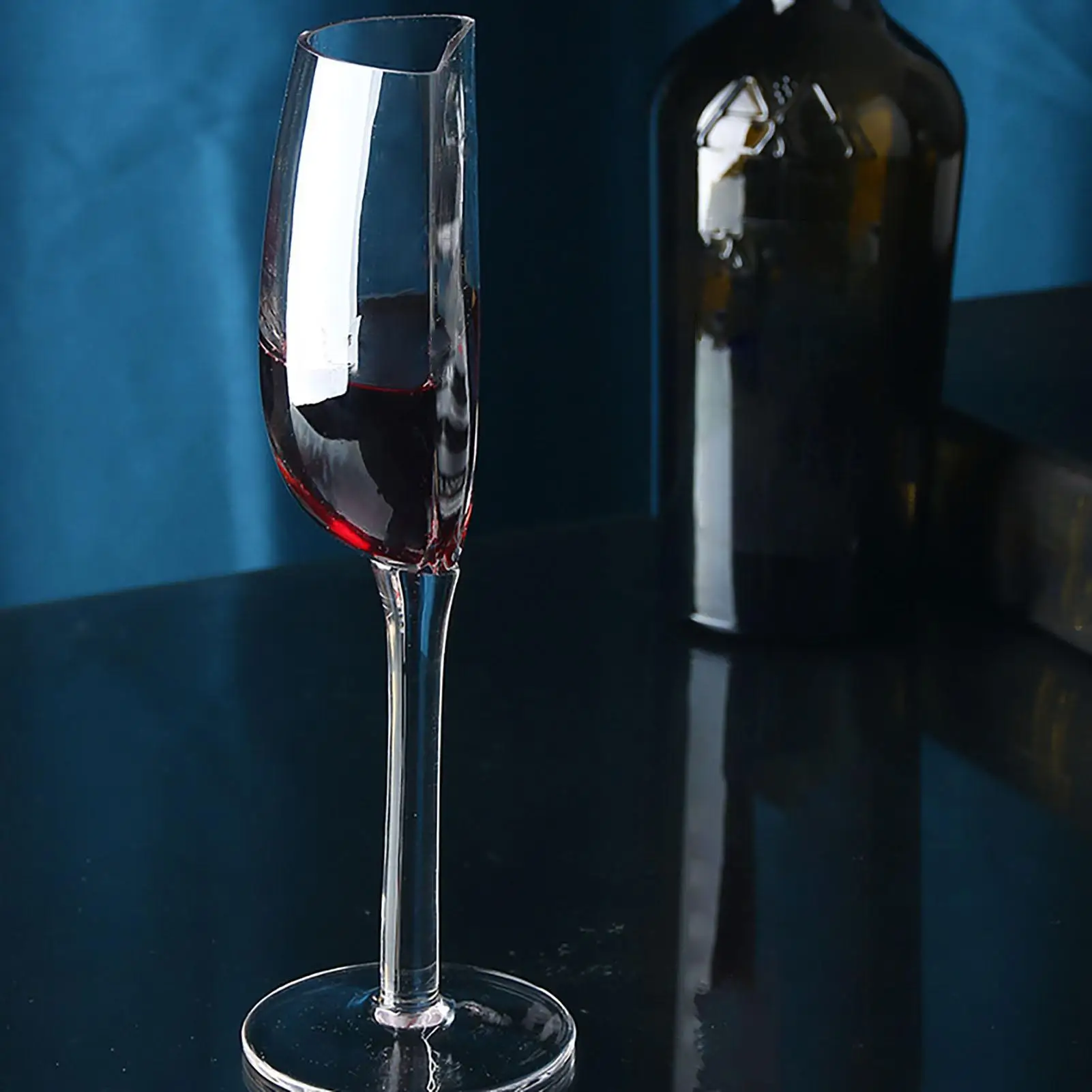 Red Wine Glass Half Red Wine Cup Glass 140ml Flexible Reusable Long Stemmed Glassware Creative Design for Friends Enthusiasts - 4