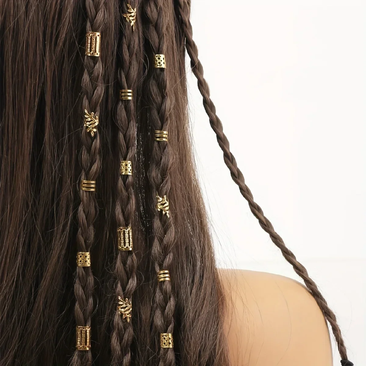 40pcs/set Mixed Hair Rings Set Dreadlocks Beads Hair Braid Rings Clips Dread Locks Braiding Cuffs Decoration/Accessories hair accessory,jewelry accessories