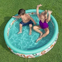 40”/48” X 10” 3 Rings Round Inflatable Infant Baby Swimming Pool Toddler Kiddie Ball Pit Pool Animal Pattern Age 2 and Up 2