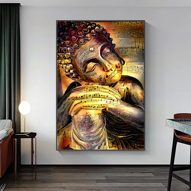 Zen Buddha Indian Buddhist Monk Canvas Print Painting Abstract Buddha Statue Wall Art Posters Decorative Pictures Home Decor