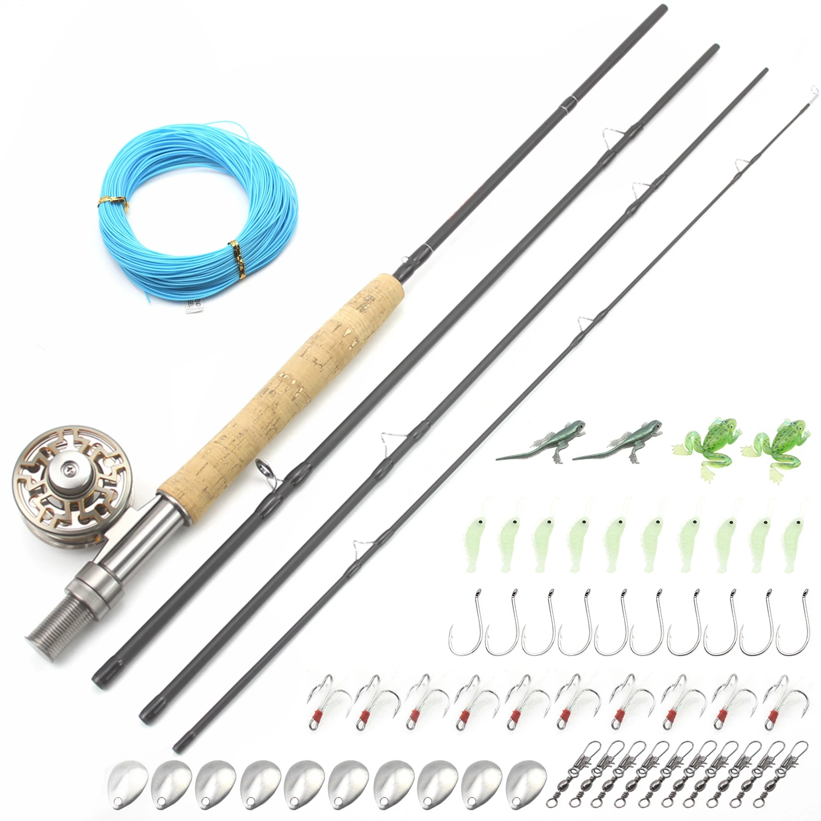 6.6Ft 7Ft Low Price Fly Fishing Rod Reel Combos Carbon Fiber 4 Section  Light Fishing Rod Beginner Fly Fishing Fishing Tackle