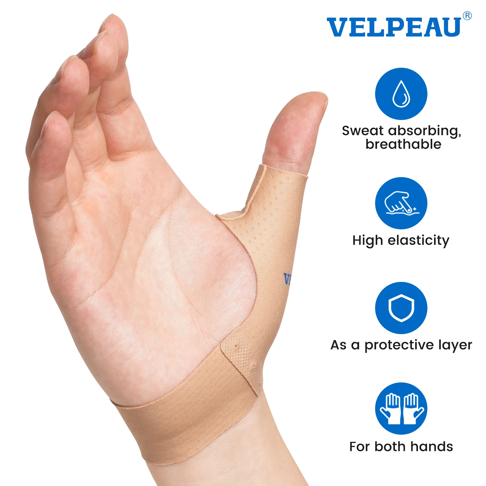 Elastic Thumb Support Brace VELPEAU for Arthritis Tendonitis Splint Liner Thumb Compression Sleeve Fits Left and Right Hands thumb support brace