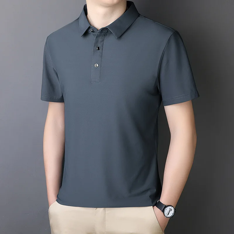 Polo shirt men casual short sleeved shirt short sleeved shirt M-7XL 8XL 9XL Summer short-sleeved Ice silk Business Casual A85