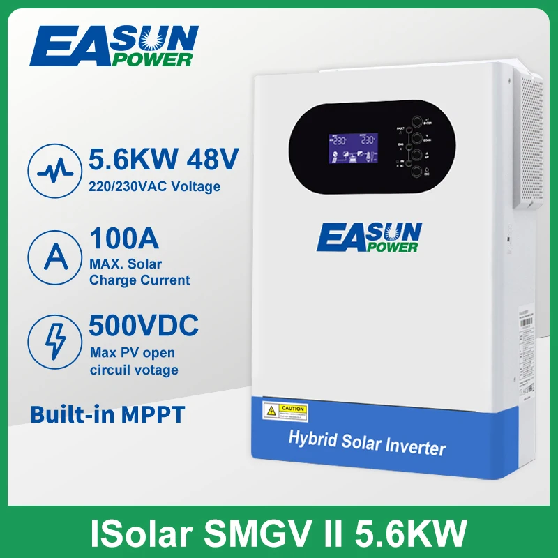 

EASUN POWER 5.6KW MPPT Pure Sine Wave 220V 48V Hybrid Solar Inverter 5500W PV 500VDC 100A Solar Charger Support