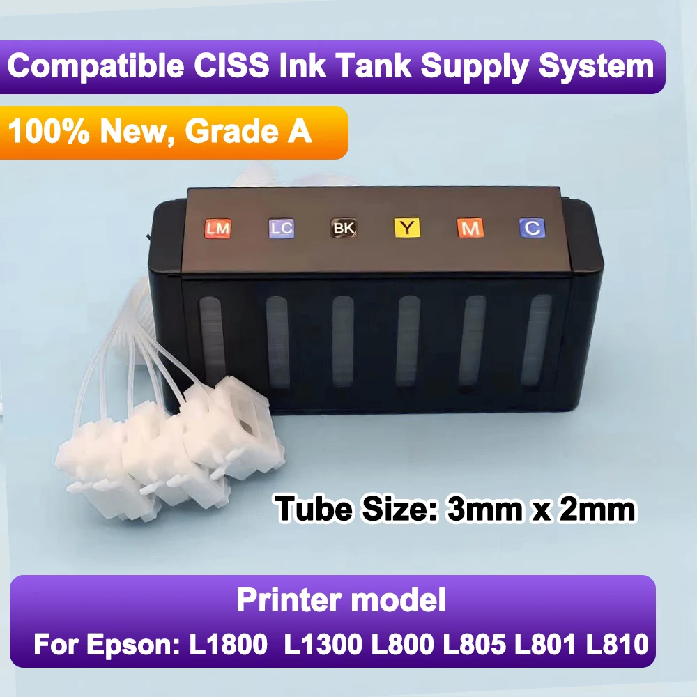 Newest 6 Colors Compatible Series CISS Ink Tank System External Cartridge For Epson L805 L800 L1800 L801 L810 L850 L1300