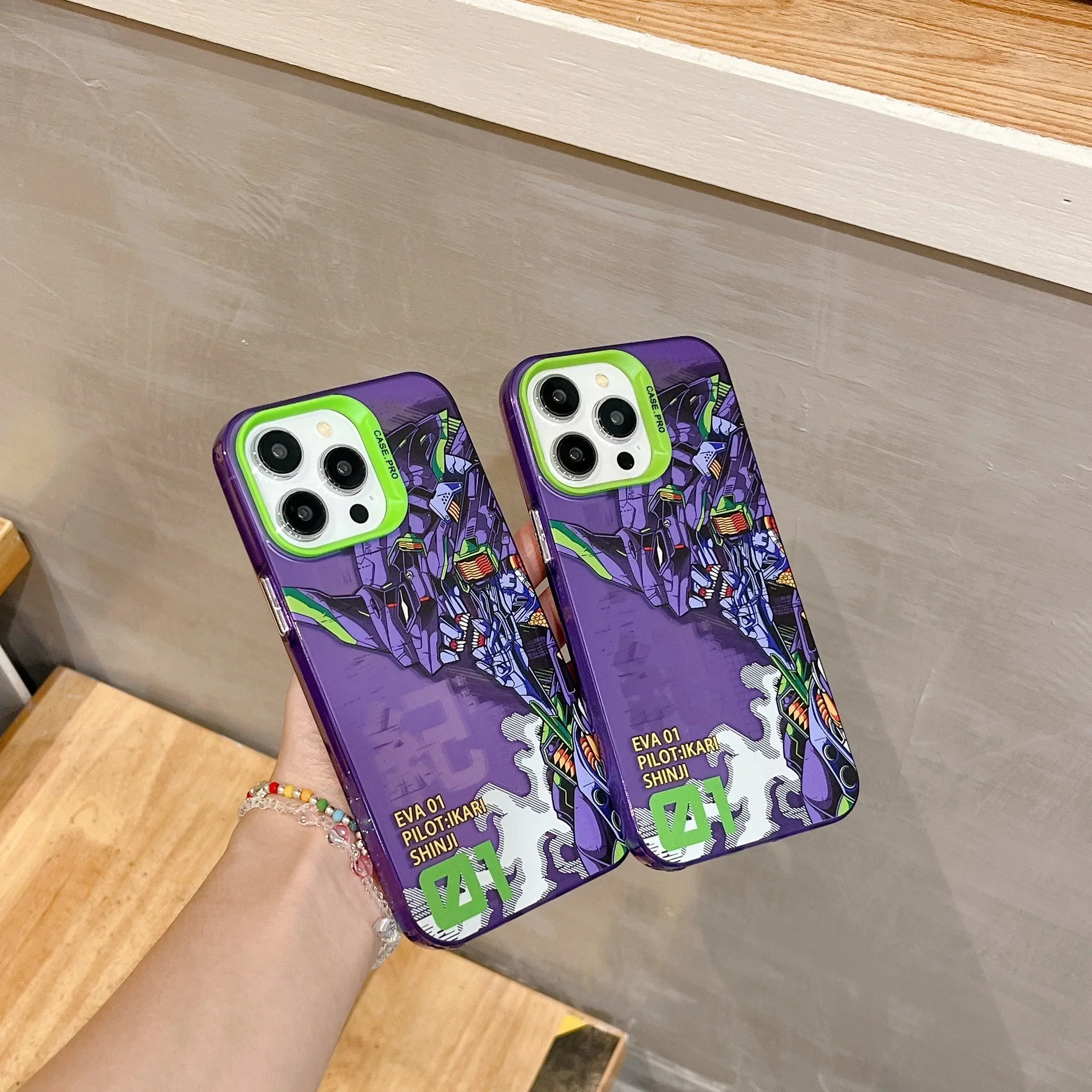 Cartoon Anime Ikari Shinji Fighter EVA-01 Candy Matte Shockproof Phone Case