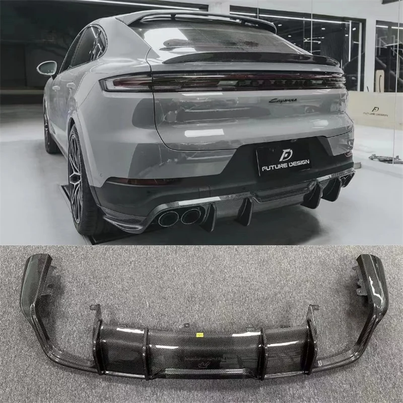 

For Porsche Cayenne Coupe/SUV 2018-2023 Real Carbon Fiber Rear Diffuser Kit Lip Spoiler High Quality Refits Splitters