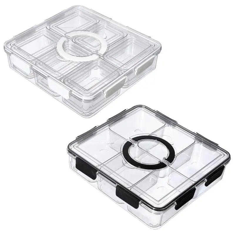 

Fridge Storage Containers With Lid Fresh-Keeping Food Container Fridge Organizers Transparent 6-Grid Kitchen Containers For