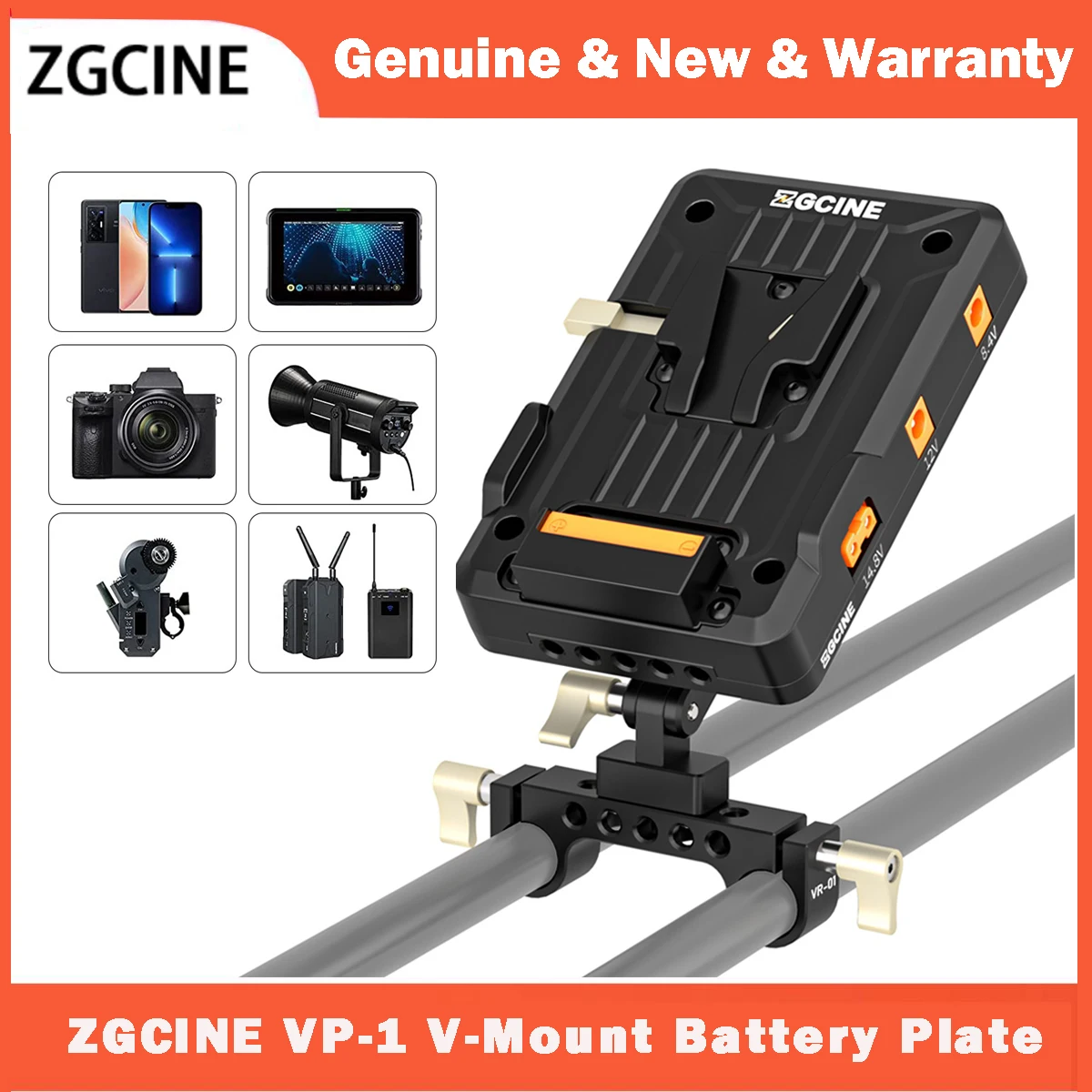 Zgestenvマウントバッテリープレート、ロッドクランプ付き電源 