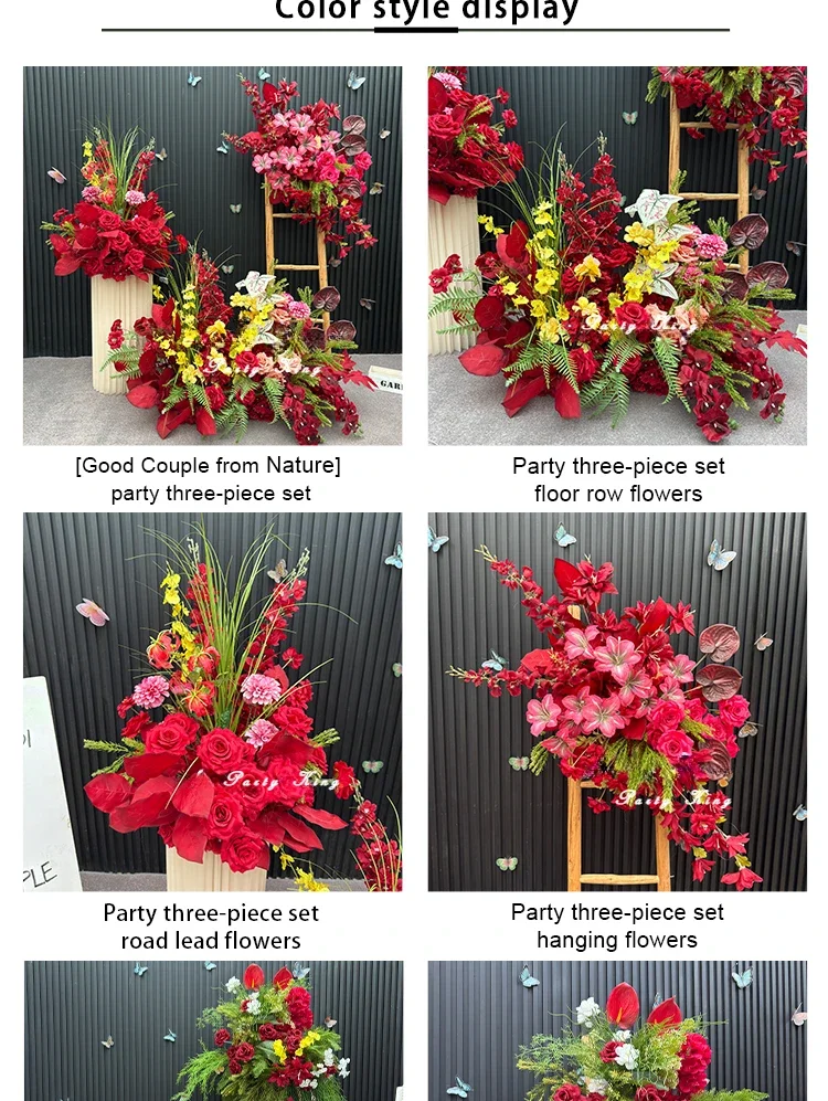 Description Picture 4 of itemRed Color Artificial Flowers Wedding Backdrop Decoration Flower Row Welcome Signs Decor Road Lead Flower Home Decor Accessories