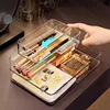 Clear Plastic Storage Box Vanity Drawer Makeup Jewelries Organizer Stackable Kitchen Bathroom Desktop Accessories Storage Tray 5