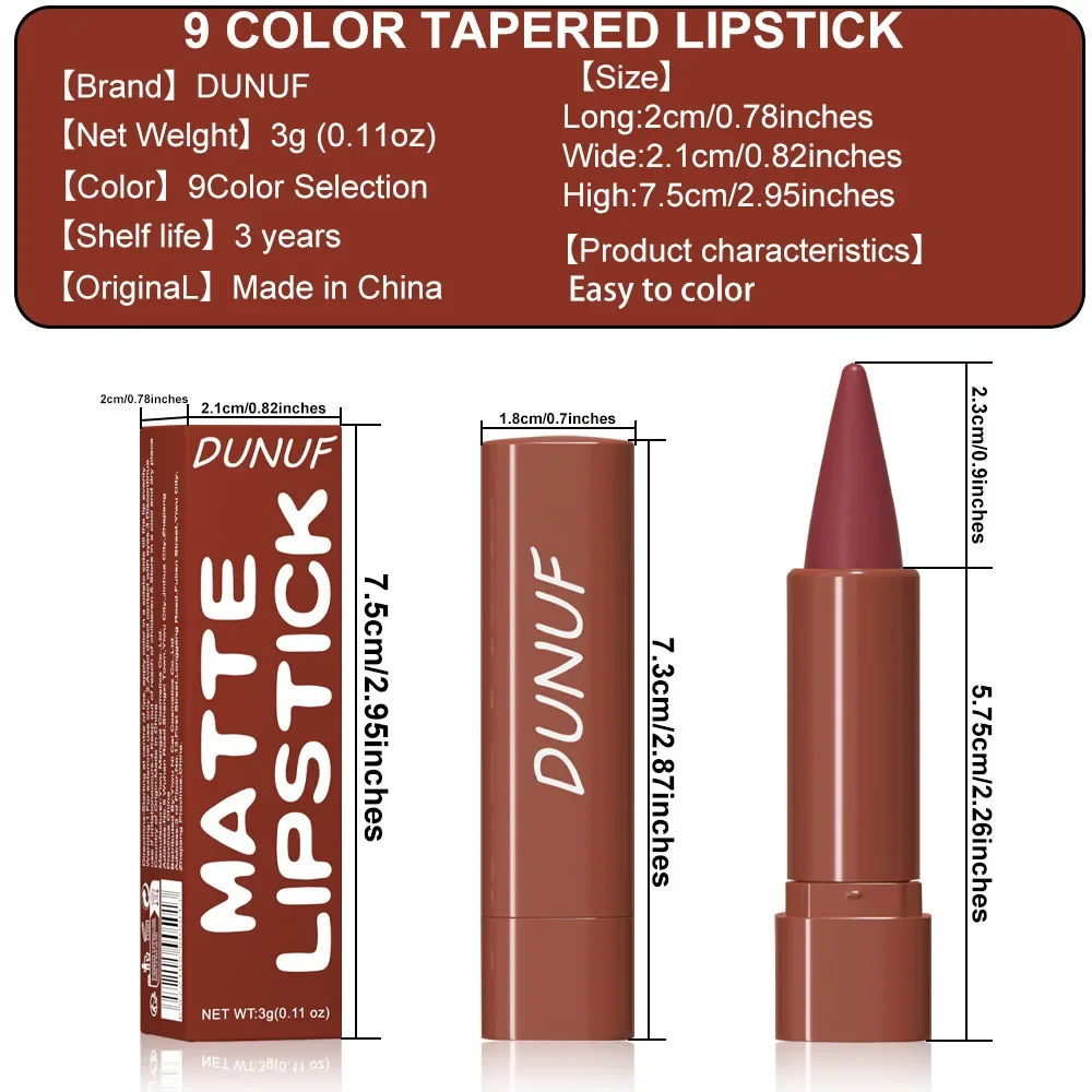 9 Farben Gradient Matte Lipliner, wasserfest, nicht klebrig, samtiger Lippenstift, schwarzbrauner Konturen-Tint, Lippen-Make-up-Stift_voghion.com