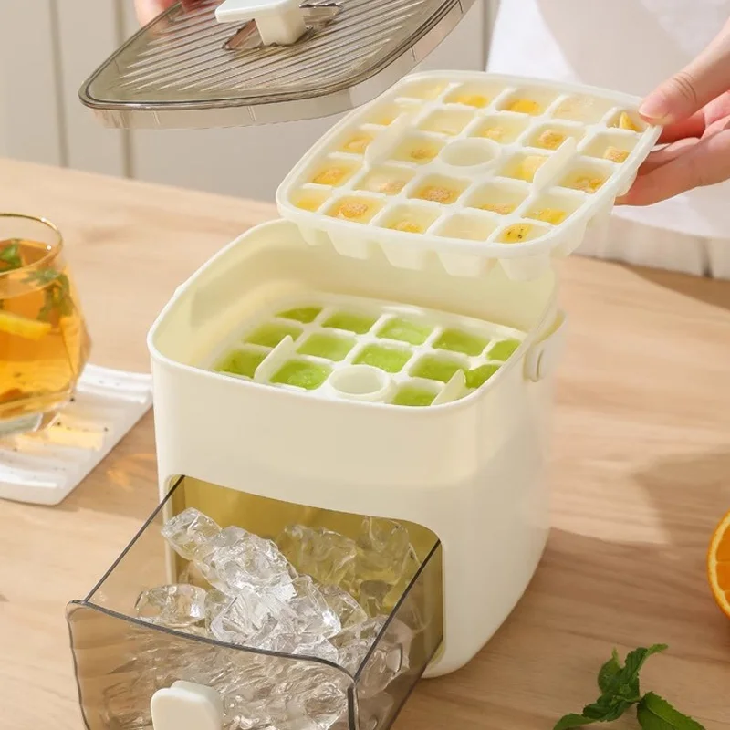 48 Grid Ice Cube Bucket Tray Reusable Refrigerator Ice Maker Mold One-touch Easy Release Homemade Ice Storage Box for Drinks