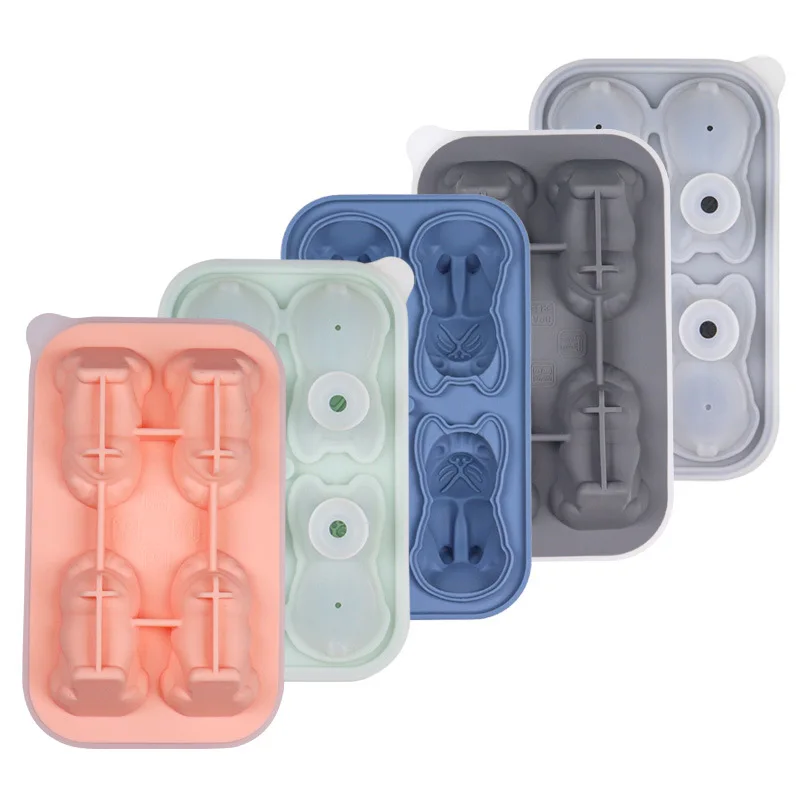 Food Grade Silicone Ice Mold with Clear Funnel-type Lid 3D Dachshund Corgi Ice Cube Mold, Pet shapes Shape Ice Cube Tray