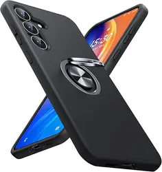 Shockproof Protective Slim Fit Case with Metal Ring Holder Stand - Samsung A36 (Black)