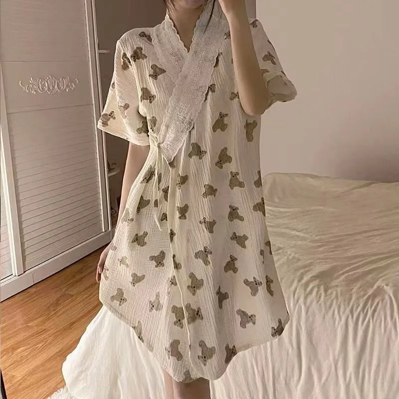 Summer Bathrobe Women Short Sleeve Robe Kimono Japanese Spring ...