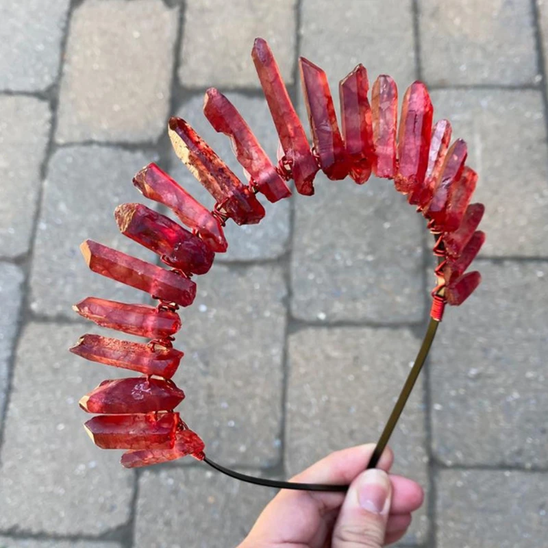 for Raw Crystal Natural for Rhinestone Stone Alloy Headband Moon Party Gift Witchcraft Accessories Hair Accessorie