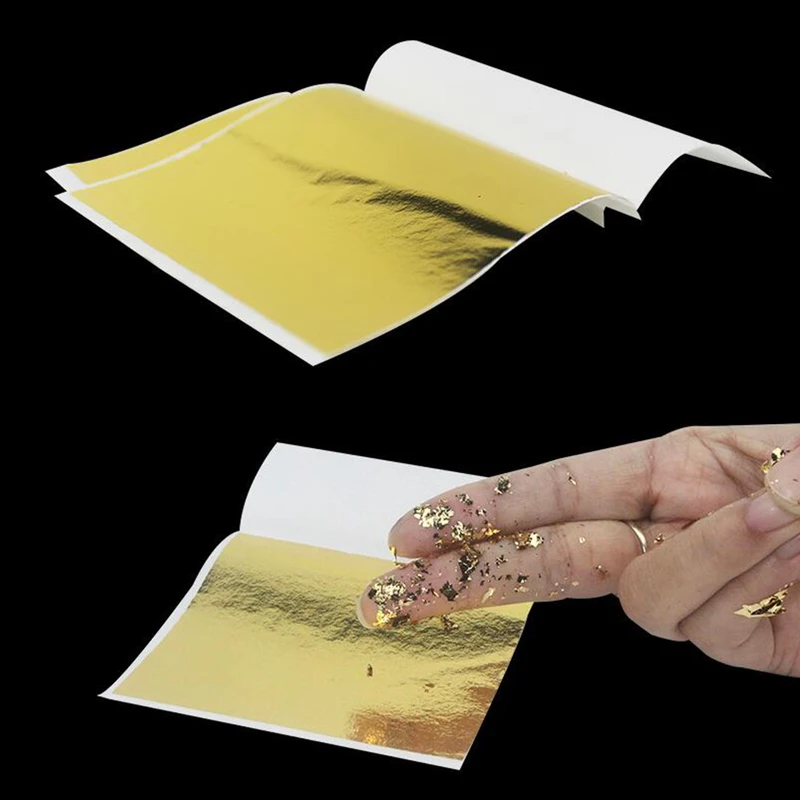 100Sheets Imitation Gold Foil Paper Leaf Gilding Epoxy