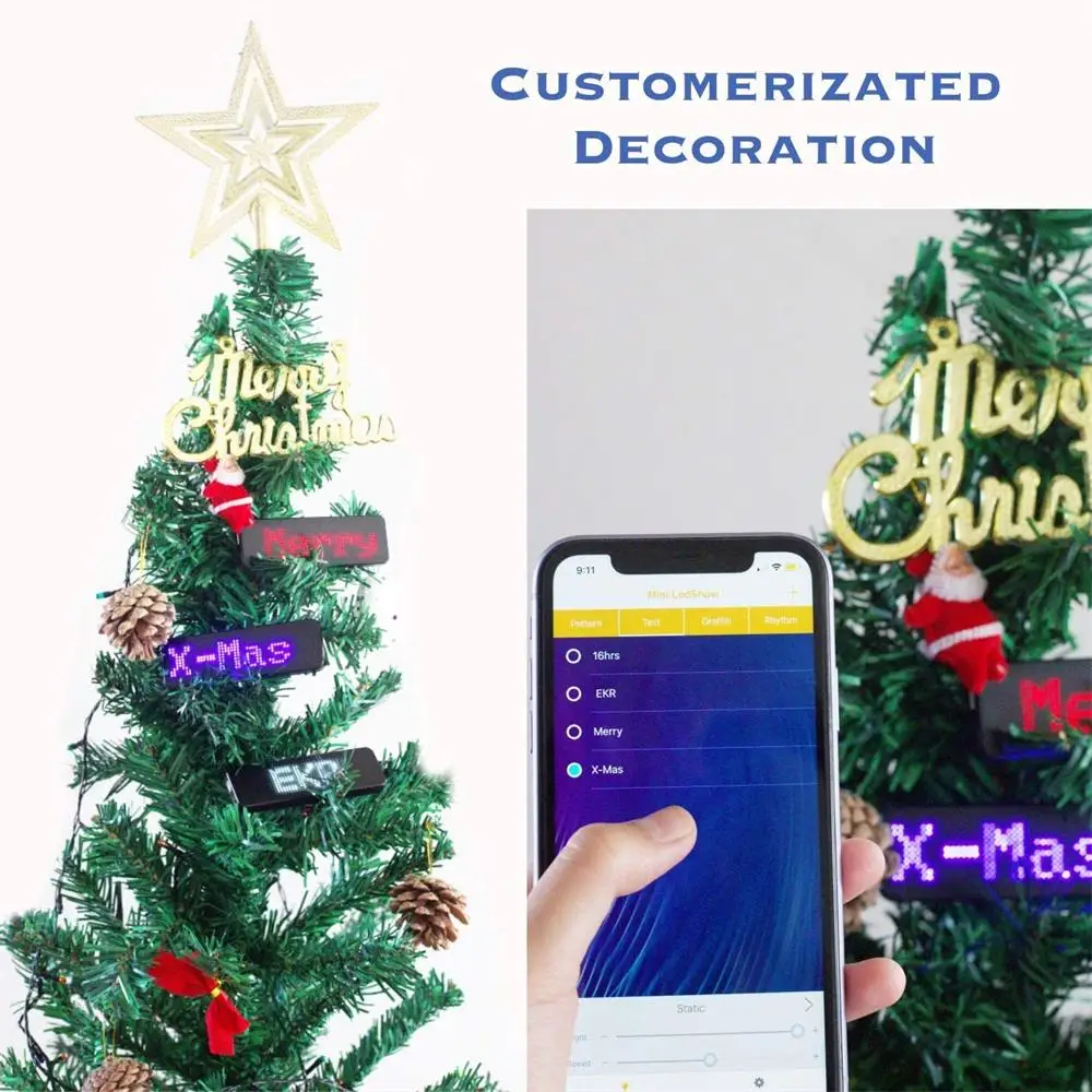 LED Display Board Rechargeable Bluetooth Digital DIY Programmable Scrolling Message Mini for Badge Insignia led display board