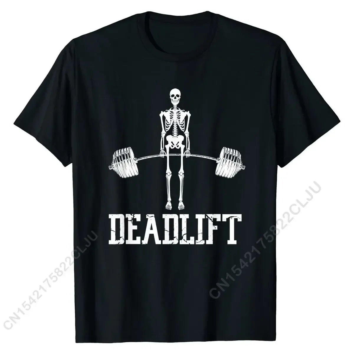 

A3552 Skeleton Dead Lift Funny Halloween Lifting Weights Vintage T-Shirt Unique Custom Tops Tees Popular Cotton Mens T Shirt