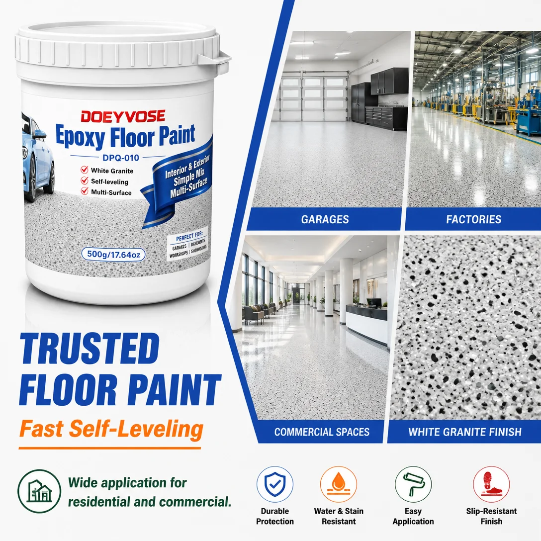 Self‑Leveling White Granite Epoxy Coating 500g Garage Warehouse Floor Paint