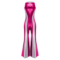 70 80s Disco Classical Vintage Jumpsuits Women Adults Sleeveless Metallic Shiny Bell-bottomed Pants Rompers for Dance Party - Image 2