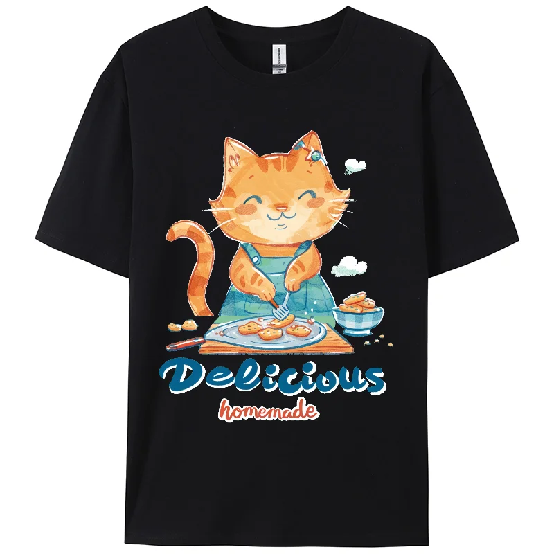 

Y2K, летние повседневные футболки, футболка с принтом вкусного самодельного кота, женские короткие футболки берсерка, с коротким рукавом, праздничная одежда, для девочки