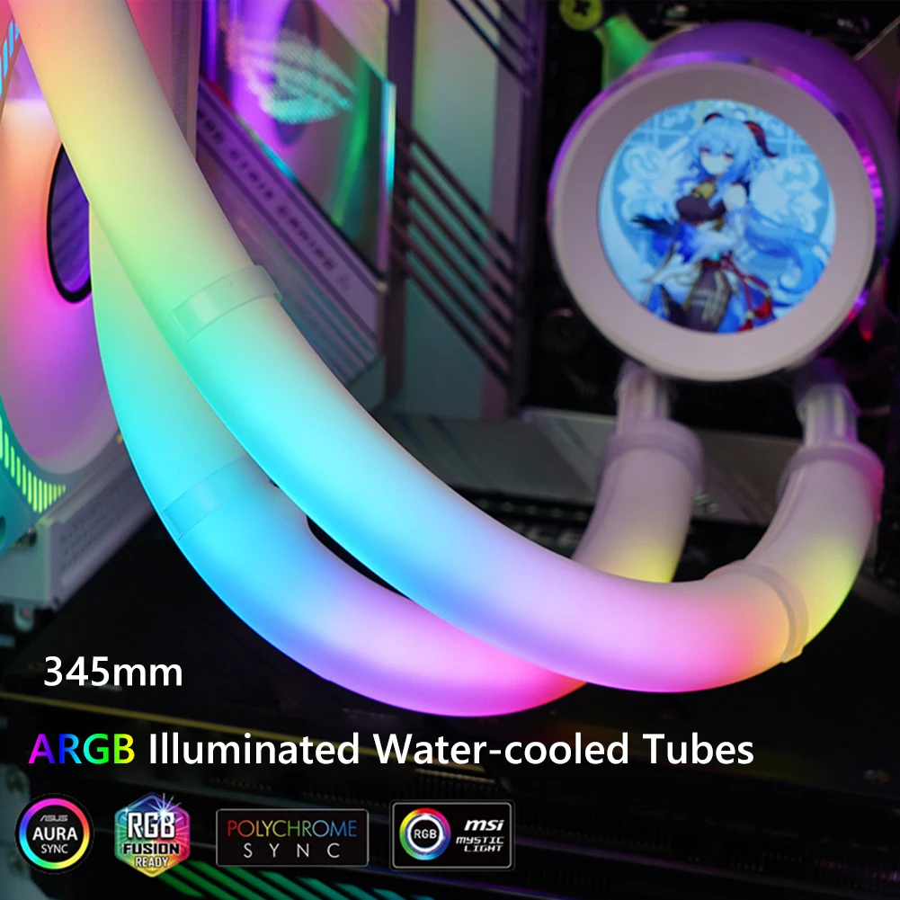 2 teile/satz wasser kühlrohr aura sync leuchtendes wasser kühlrohr silikon diy 5v 3pin argb computer fall dekoration