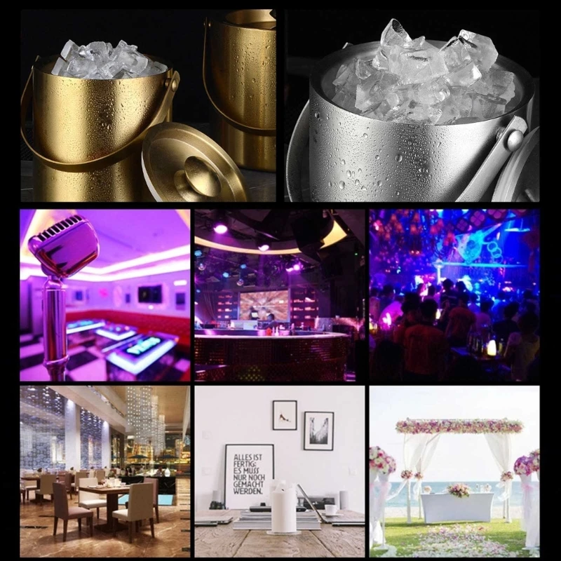 

Ведро для льда с двойными стенками и крышкой Ведро для льда из нержавеющей стали Охладитель вина Отлично подходит для домашнего