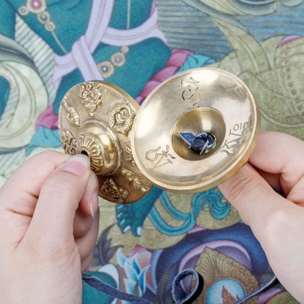 Handcrafted Tingsha Cymbal Bell Brass The Eight Auspicious Symbols Tibetan Tingsha Cymbals Spiritual Healing Mindfulness