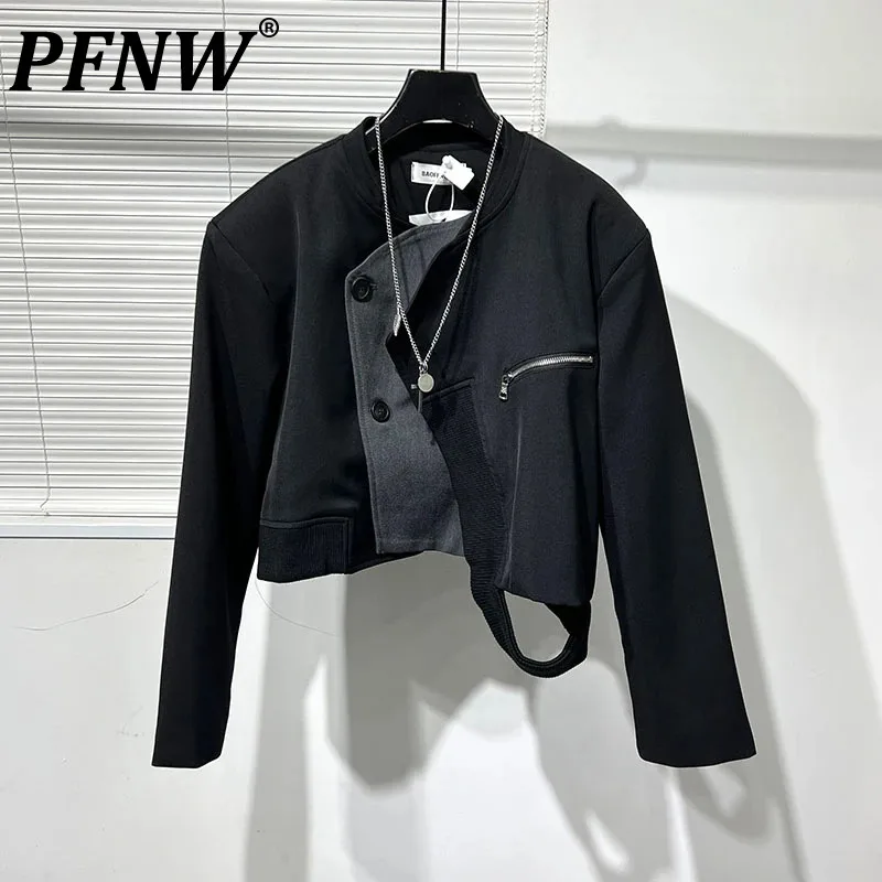 

Мужской короткий костюм PFNW оригинальный в темном стиле индивидуализированный красивый Асимметричный пиджак из двух частей шикарный топ Куртки 12Z4655