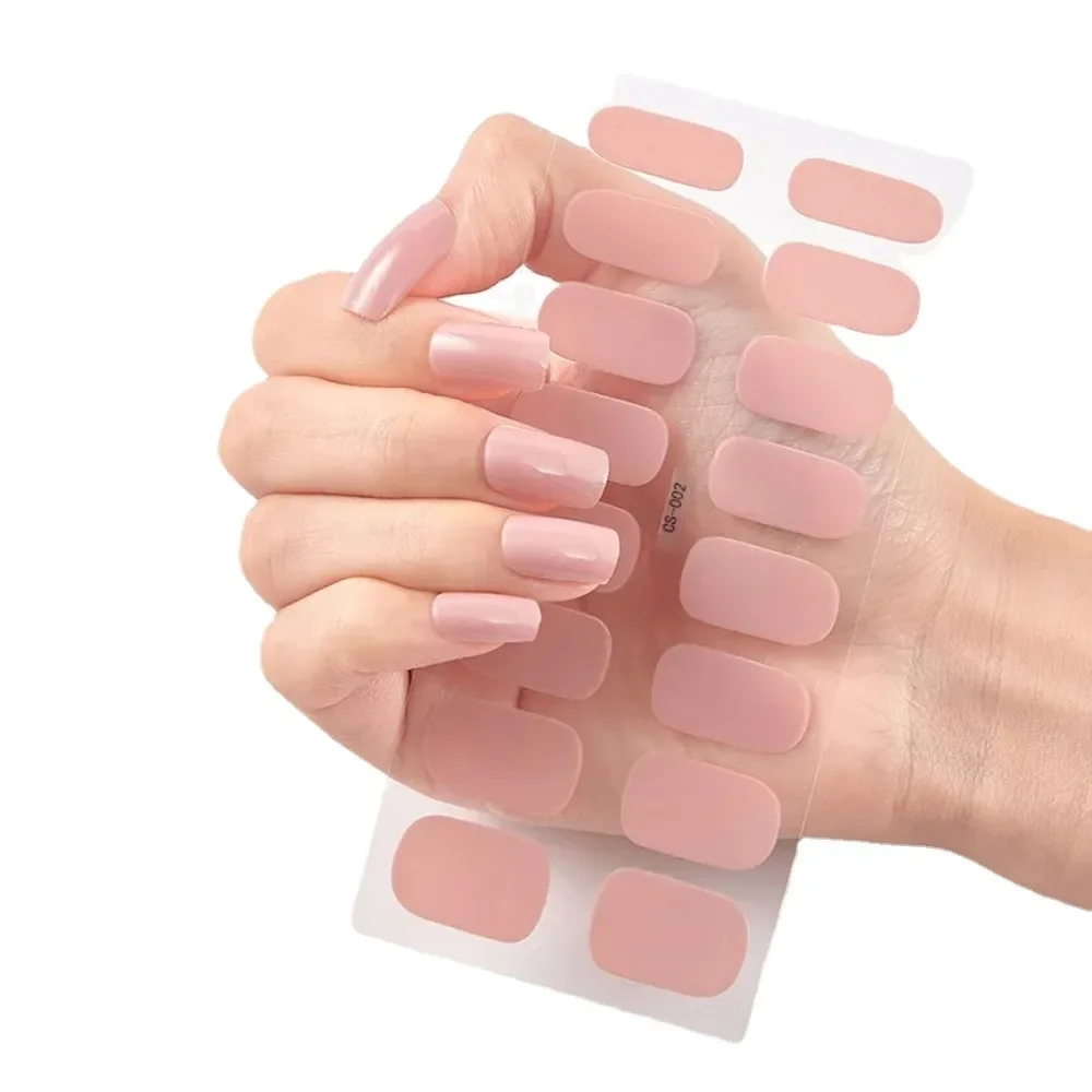 

16Tips Nail Stickers Wholesale Gradient glitter Nail Simple Waterproof Nail Stickers Full Color Solid Color Stickers