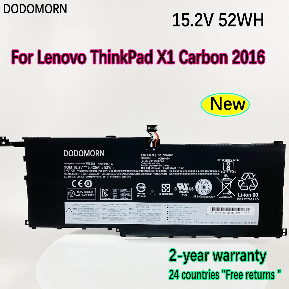 

DODOMORN 100% новый 52Wh 00HW029 00HW028 Аккумулятор для ноутбука Lenovo ThinkPad X1 Carbon Gen 4 (2016) X1 Yoga 1st(2016) SB10F46467