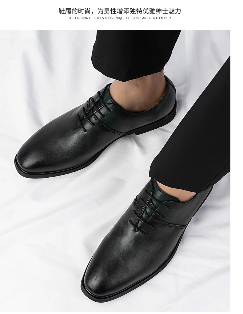 Große Business-formelle, gespleißte Oxford-Schuhe für Herren, bequeme Schnürschuhe aus Leder, für Büro, Hochzeit, Business, formell – Detail 10